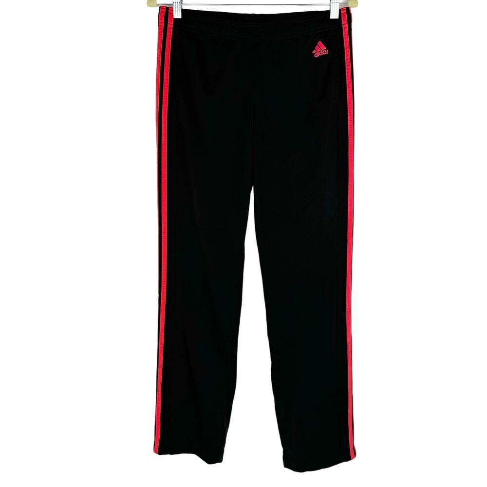 Adidas Black 3 Pink Striped Side Classic Stretch Elastic Waist Joggers Sz Medium